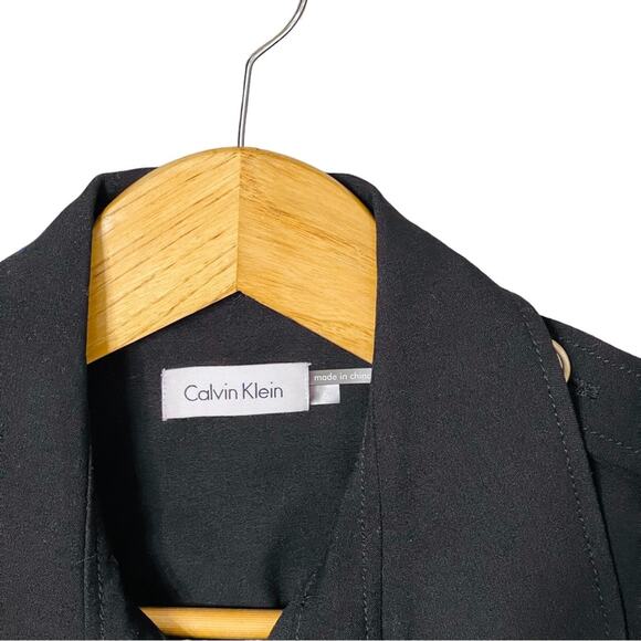 Calvin Klein Military Trench Double Breasted Black Dress Belted Size 6 - Picture 4 of 5